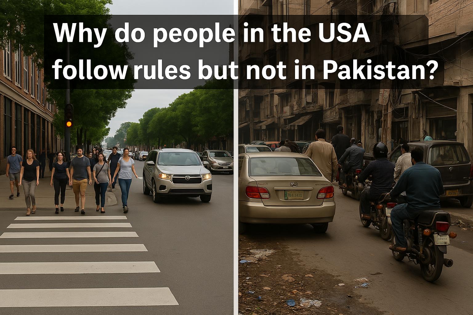 why people follow the rule in usa and not in pakistan.